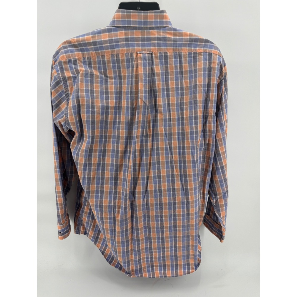 Budweiser Anheuser-Busch Plaid Shirt Mens Large L Long Sleeve Blue Orange Cotton - Picture 3 of 7